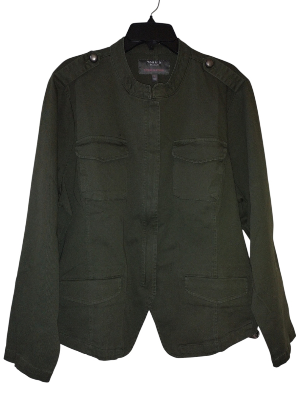 Torrid Olive Green Stretchy Utility Army Military Jacket Full Zip 3X 22/24 Nwt